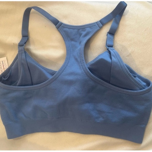 Auden Nursing Bra Bralette Womens Large Wireless Ribbed Racerback Blue - Picture 2 of 9
